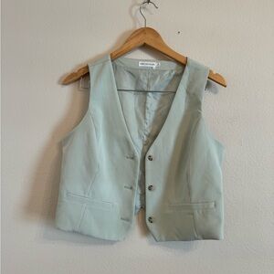 Avec Les Filles Sage Green Cropped Vest